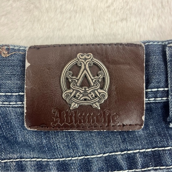 Ablanche Jeans Mens 36x32 Blue Denim Jeans Skater Y2K Style Embroidery Wings - Picture 10 of 16